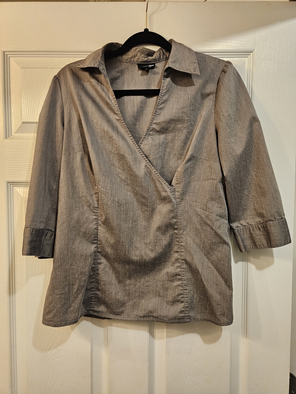 East 5th Gray Wrap-Style Blouse